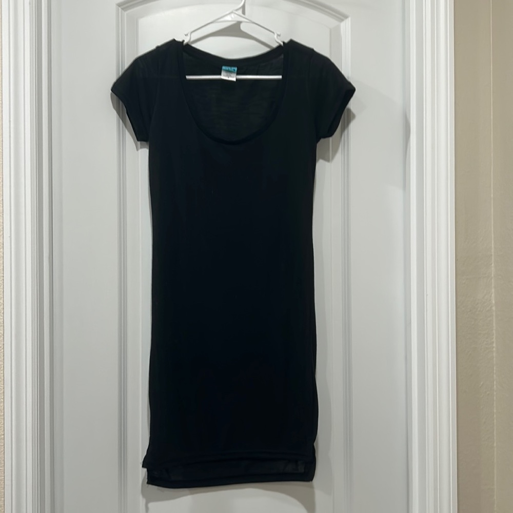 B Split Size S scoop neck, black beach cover up